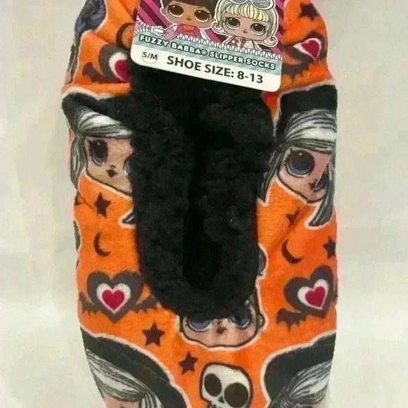 L.O.L Surprise 💀 Halloween Slipper Socks with Grippers shoe size s/m 8-13 kids - Picture 8 of 9